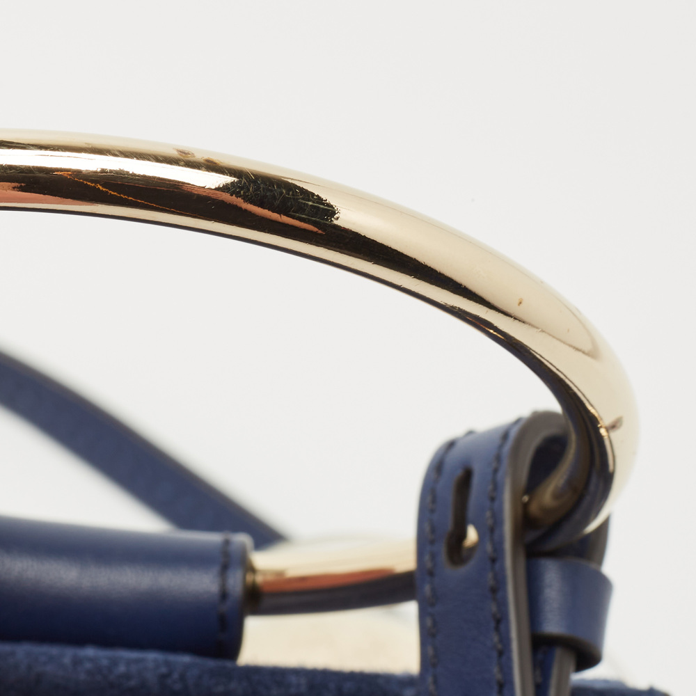 CHLOE Blue Leather and Suede Mini Faye Crossbody Bag - Picture 8 of 8